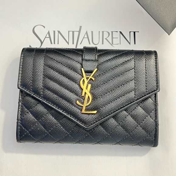 Auth YSL Wallet • Yves Saint Laurent Flap Wallet in Black Leather Authentic - Picture 3 of 14
